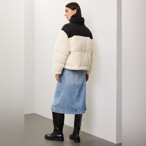 Maje Shearling Puffer Coat Sherpa Jacket - Picture 2 of 7